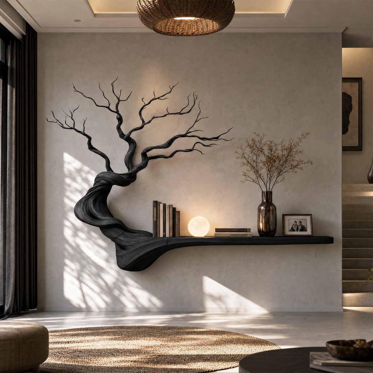 Organic Tree Bookcase with Flowing Branch Shelves, solid wood, built to order, view 3