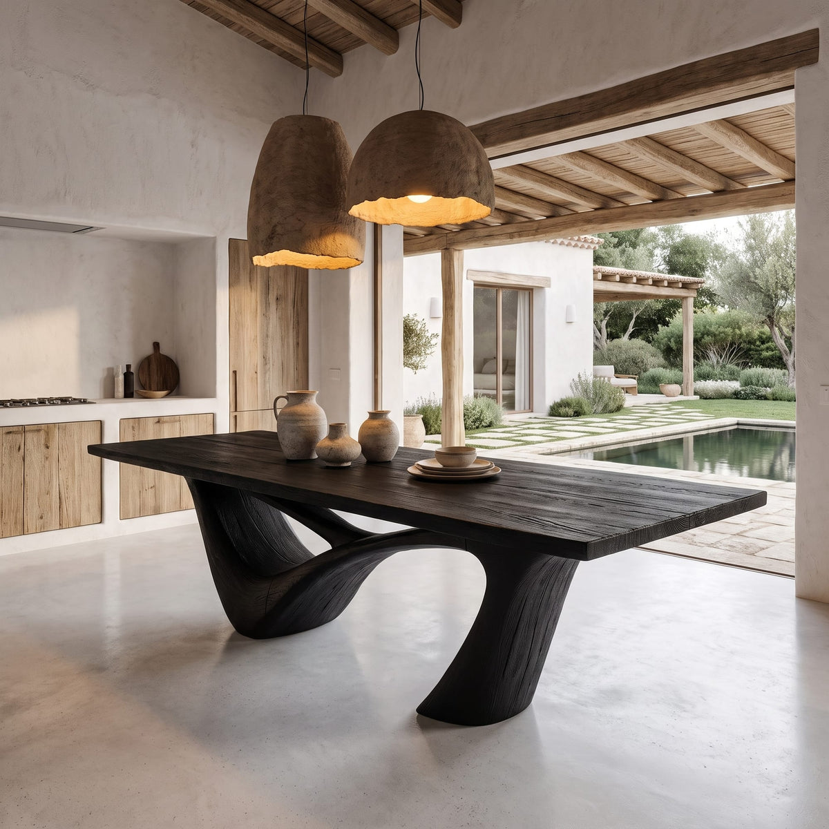 Minimalist Wing Pedestal Dining Table Dining Table, solid wood, built to order