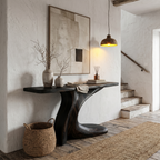Minimal Console Table with Clean Curved Wooden Base, solid wood, built to order, view 4