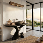 Contemporary Sculptural Bathroom Vanity Freestanding Sink Console, solid wood, built to order, view 4