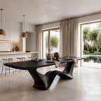 Contemporary Dining Table with Architectural Wave Design, solid wood, built to order