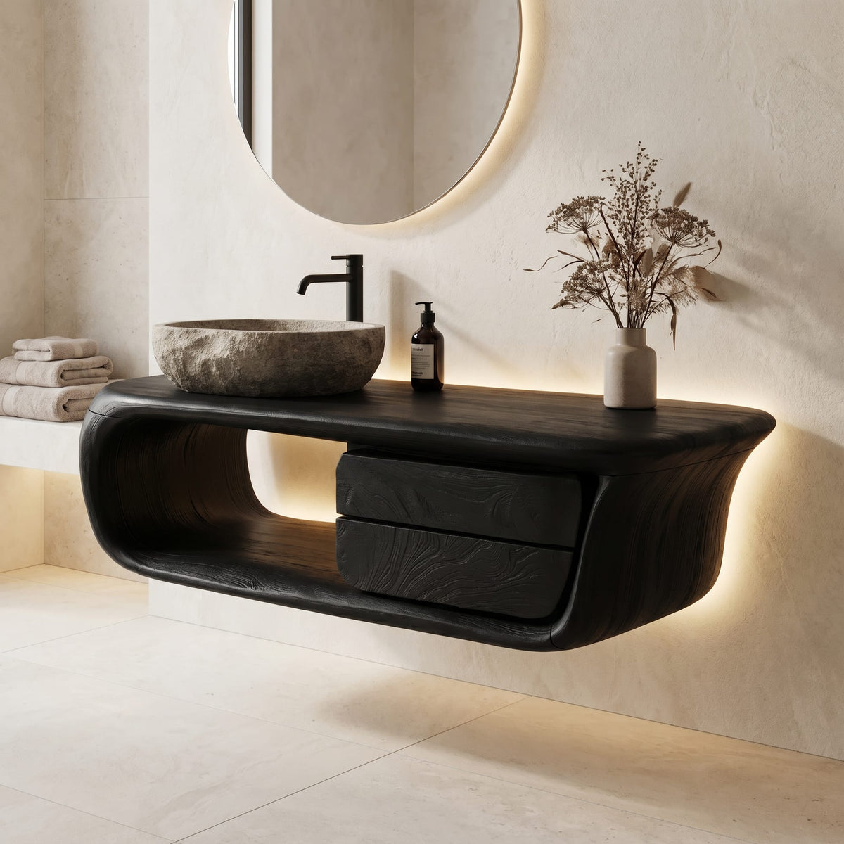 Curved Floating Vanity