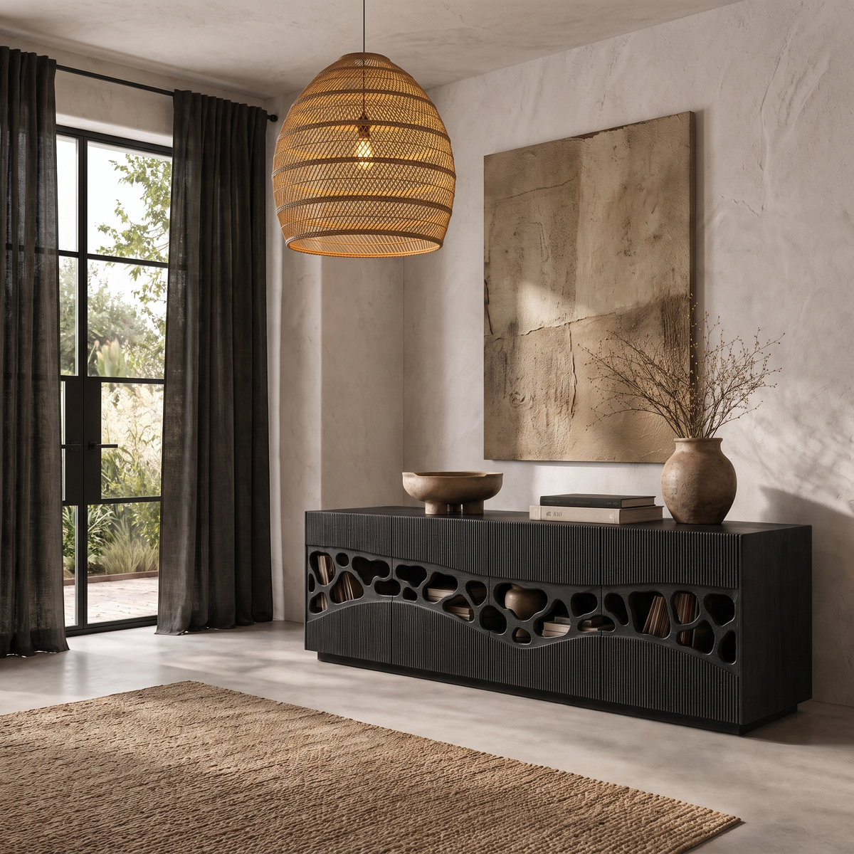 Contemporary Sideboard with Organic Cutout Design, solid wood, built to order, view 4