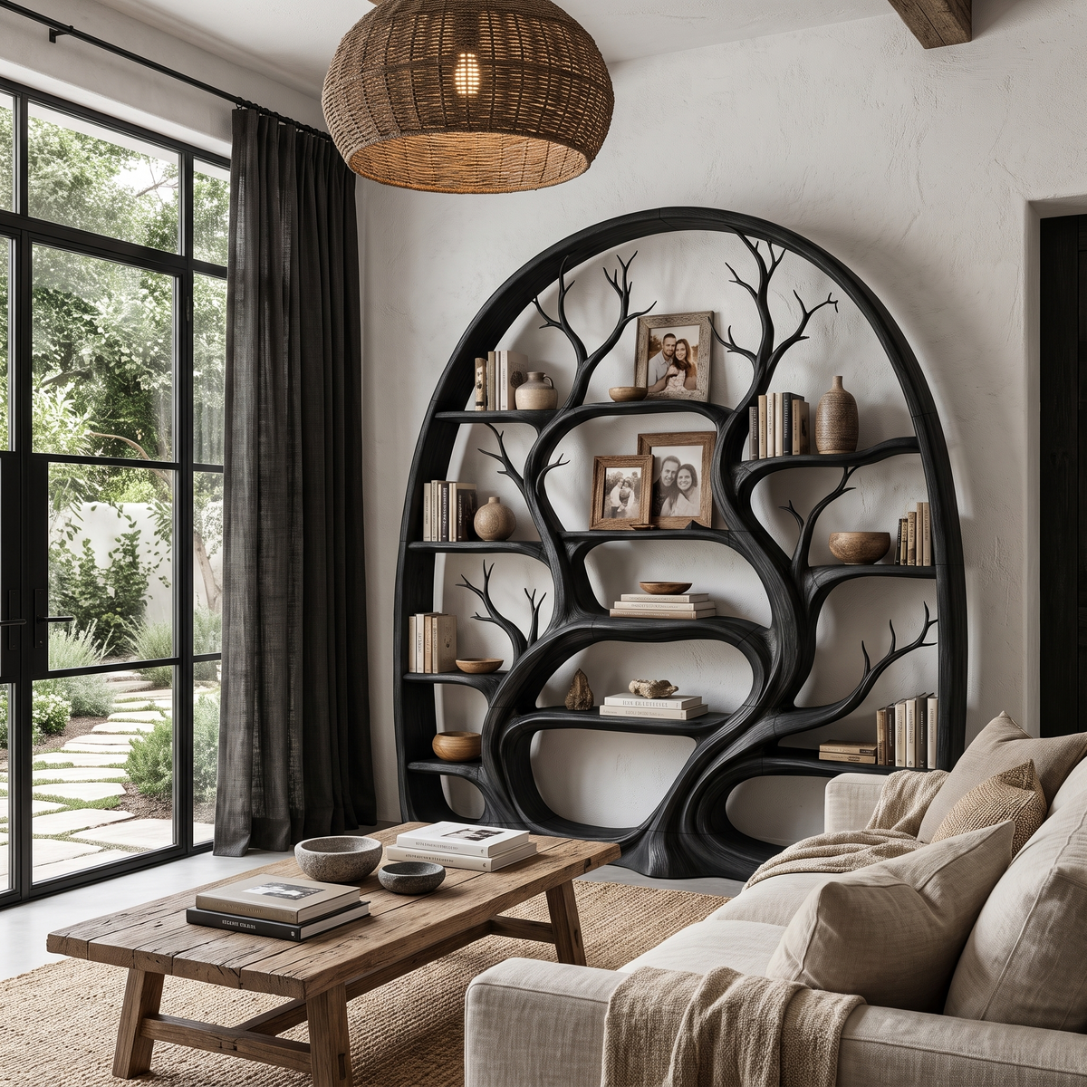 Organic Tree Bookshelf with Arched Branch Design, solid wood, built to order, view 4