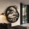 Organic Floating Shelf with Circular Tree Branch Design, solid wood, built to order, view 4