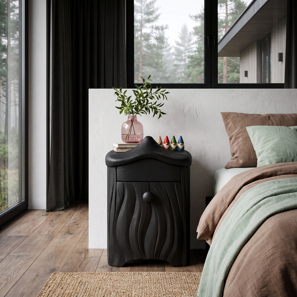 Minimalist Bedside Table with Door Design, solid wood, built to order, view 4