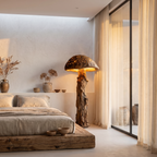 Organic Floor Lamp with Tree Trunk Base and Sculptural Shade, solid wood, built to order, view 2