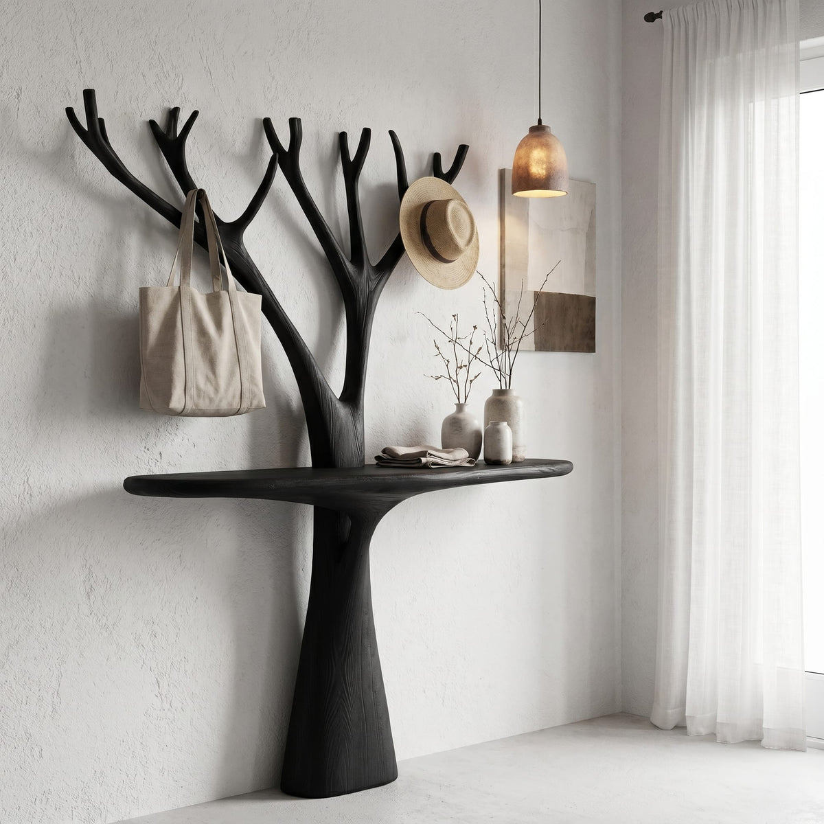Organic Live Edge Base Console Table