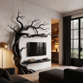 Organic Wall Mounted TV Stand with Sculptural Tree Branch Design, solid wood, built to order, view 4