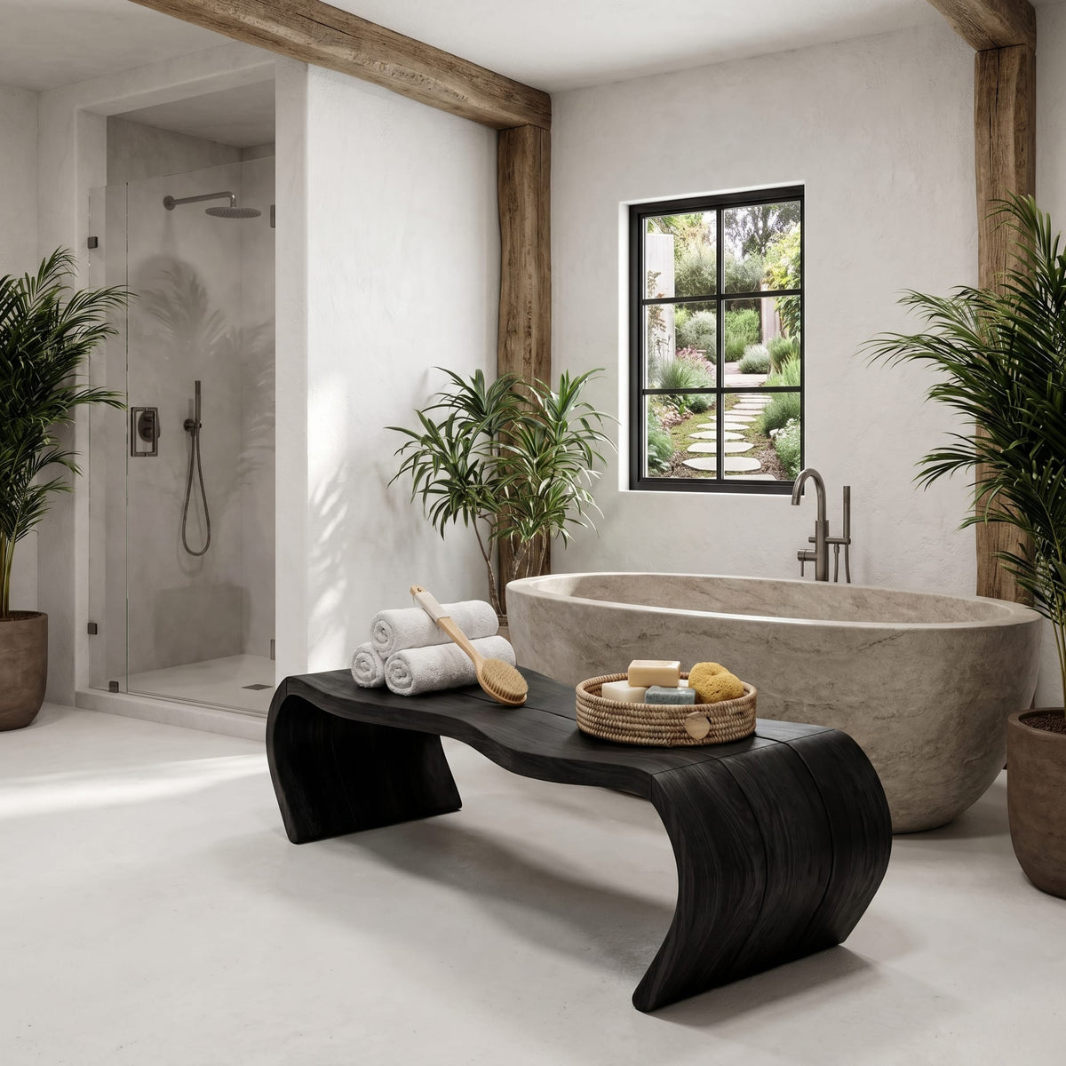 Solid Sauna Shower Bench