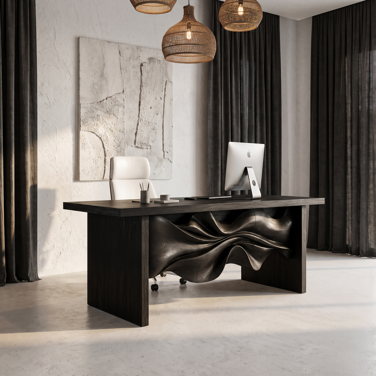 Minimalist Writing Desk Storage Design, solid wood, built to order, view 4