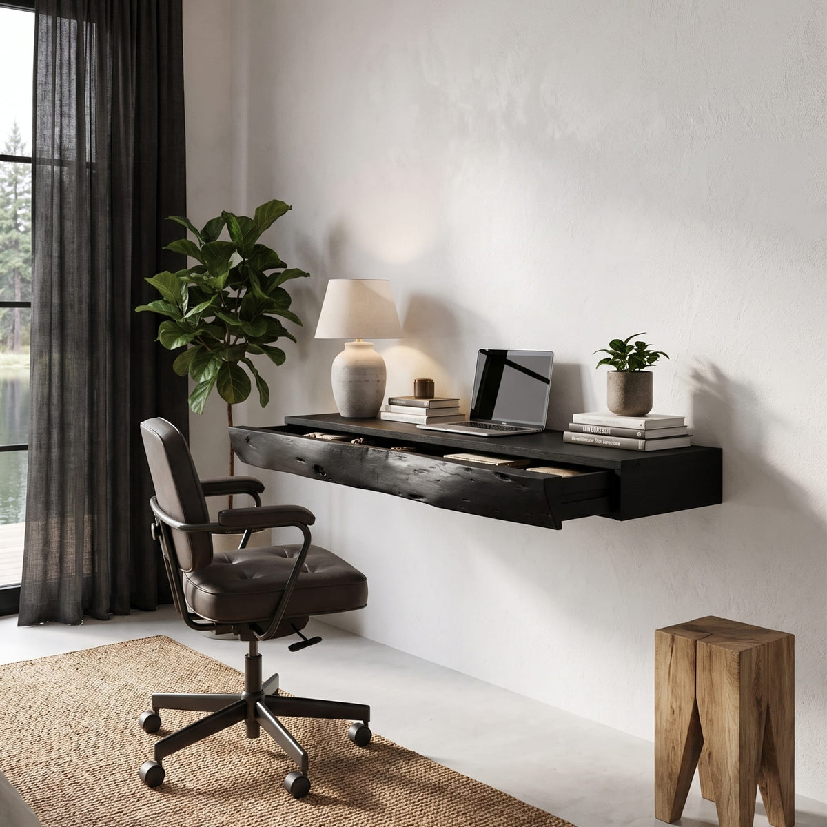 Floating Live Edge Workspace Desk
