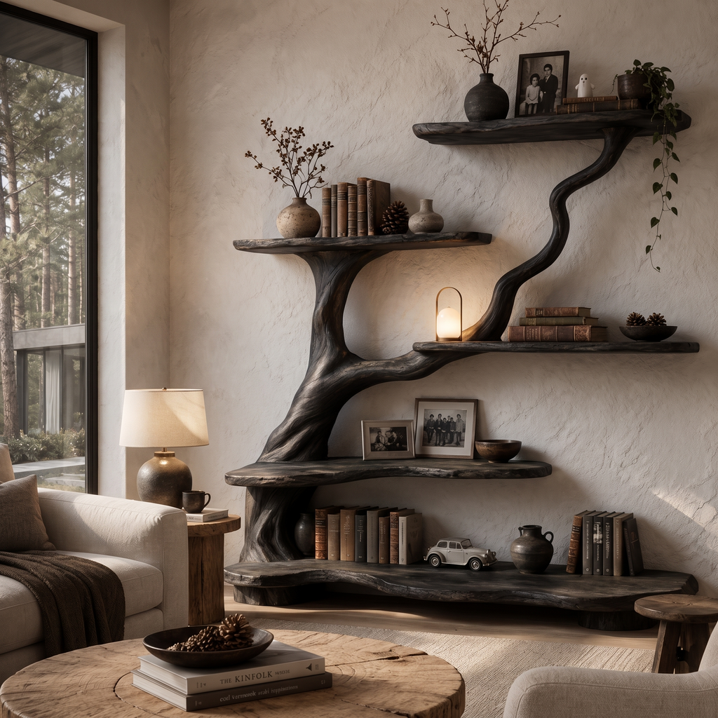 Organic Tree Bookshelf with Flowing Branch Design, solid wood, built to order, view 4