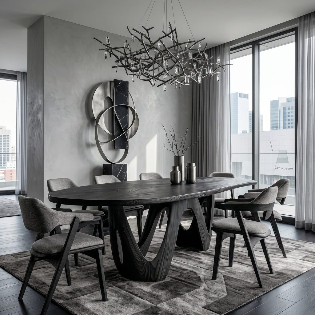 Artistic W-shape Leg Dining Table, solid wood, built to order