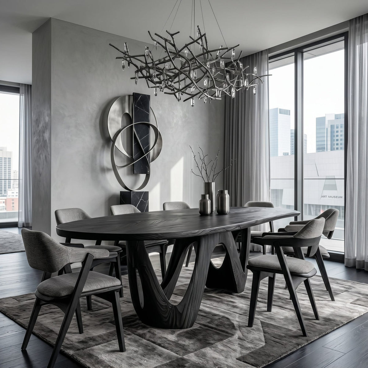 Artistic W-shape Leg Dining Table, solid wood, built to order