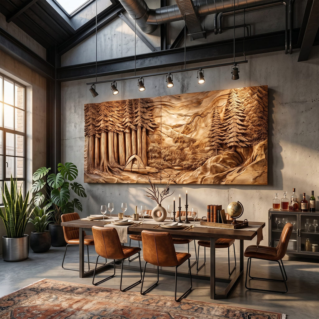 Illuminated Sunset Lake Wood Wall Art, solid wood, built to order