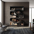 Modern Curved Bookshelf with Flowing Design, solid wood, built to order