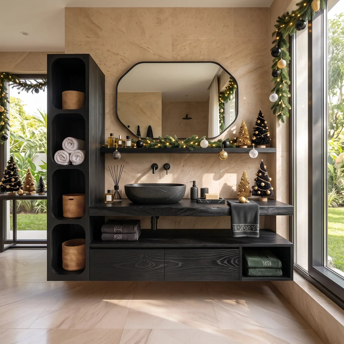 Handcrafted Reindeer Bathroom Vanity Nordic Retreat, solid wood, built to order