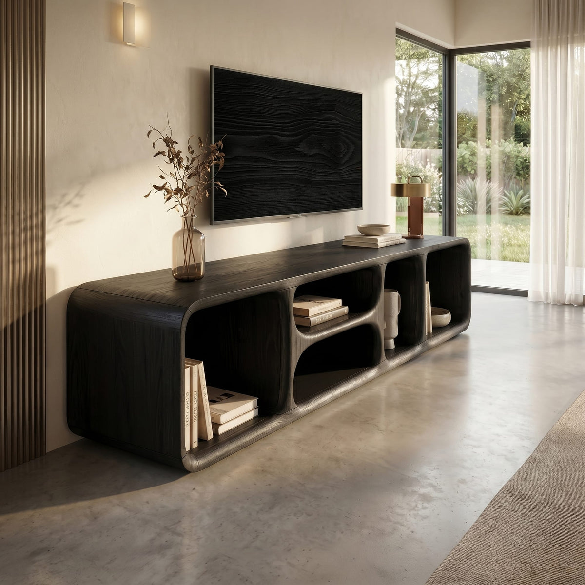 Contemporary TV Unit Interior, solid wood, built to order