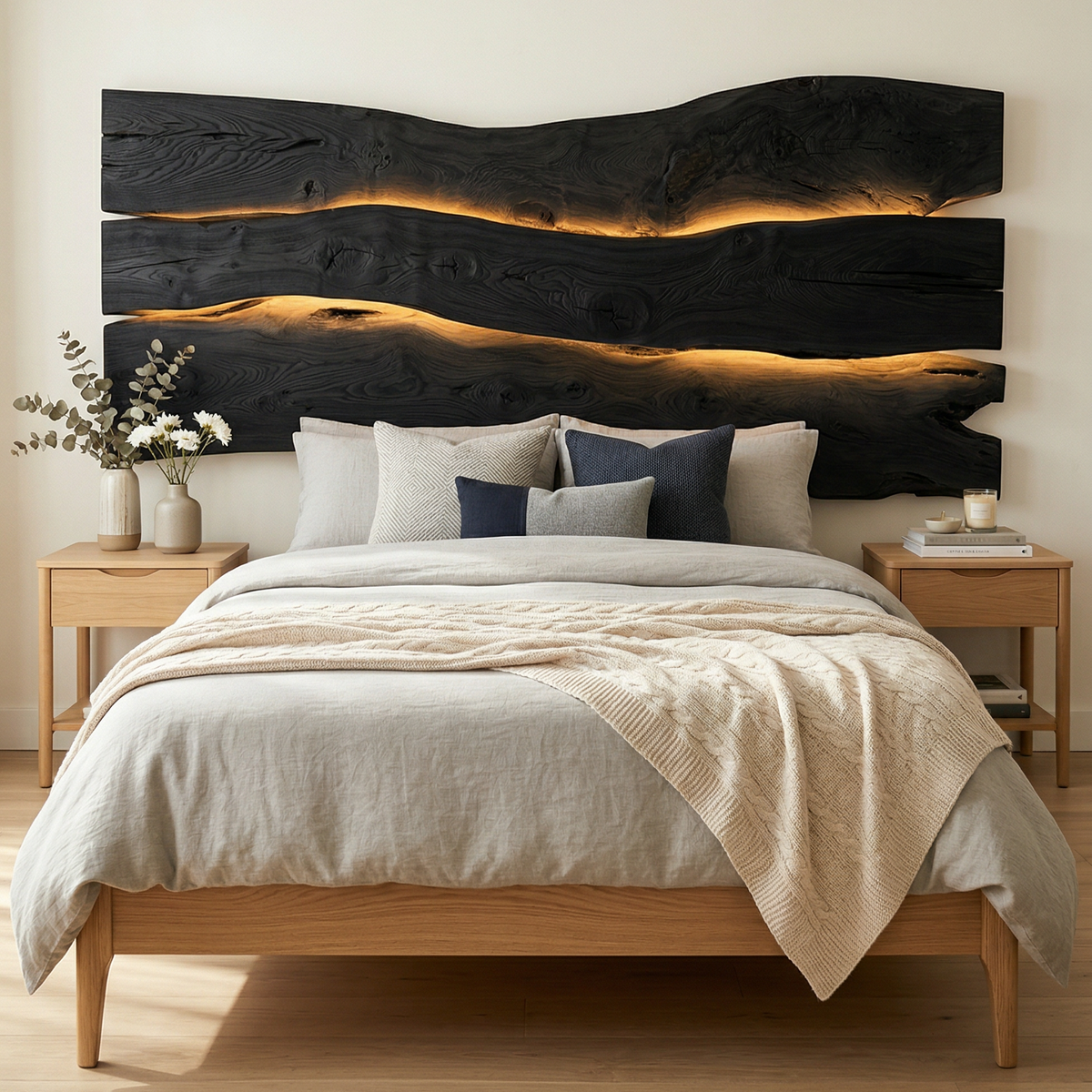 Modern Live Edge Headboard, solid wood, built to order, view 4