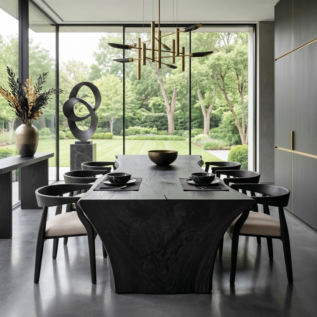 Organic Wooden Dining Table with Live Edge, solid wood, built to order
