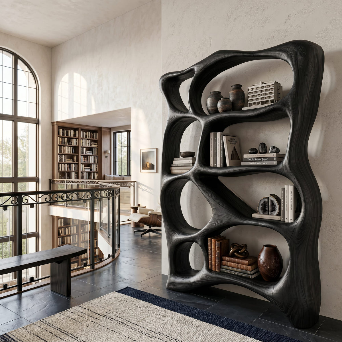 Contemporary Reading Bookshelf, solid wood, built to order