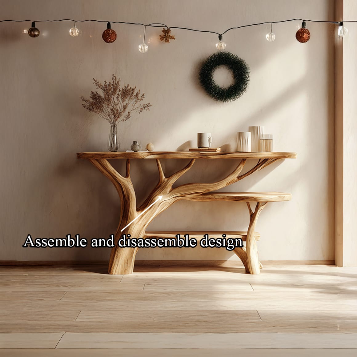 Sculptural Solid Branch Console Table