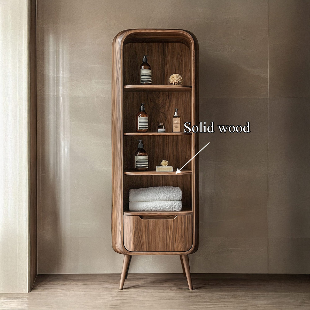 Sculptural Tall Cabinet, solid wood, built to order