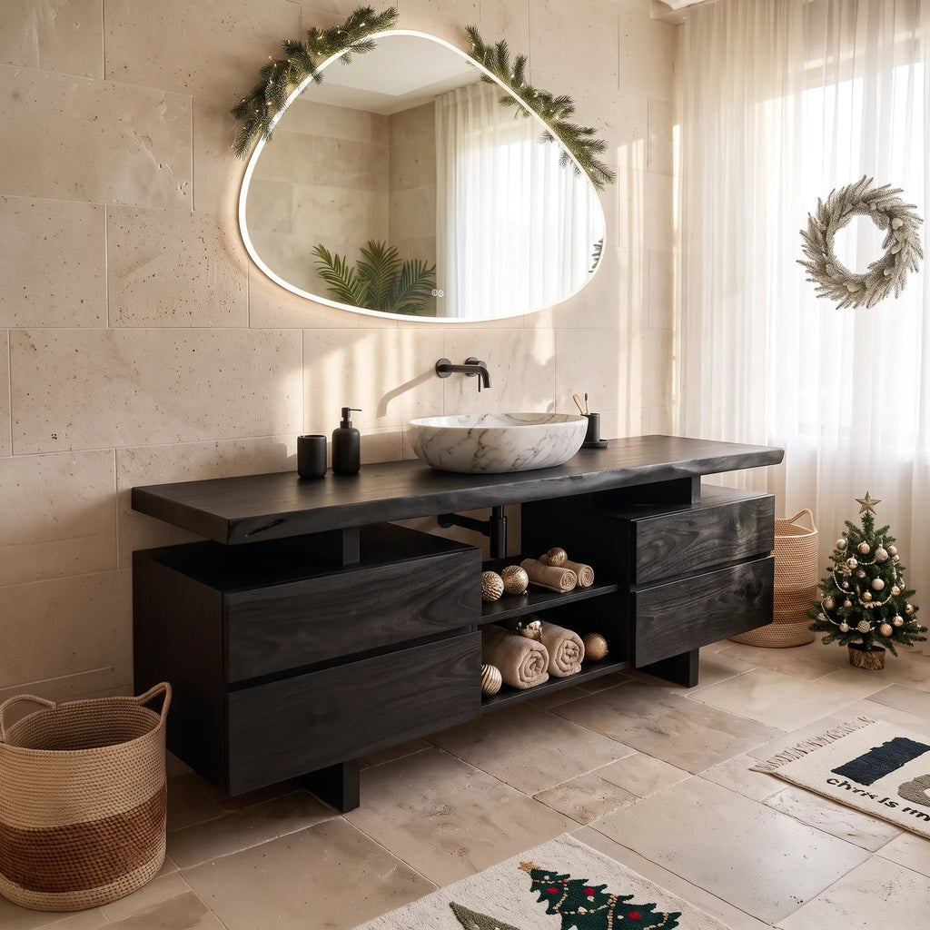 Rustic Storage Bathroom Vanity Lake House, solid wood, built to order