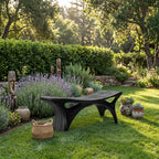 Contemporary Sculptural Outdoor Bench, solid wood, built to order