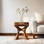 Sculptural Side Table with Drawer, solid wood, built to order