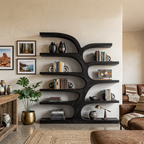 Curved Bookshelf, solid wood, built to order, view 4