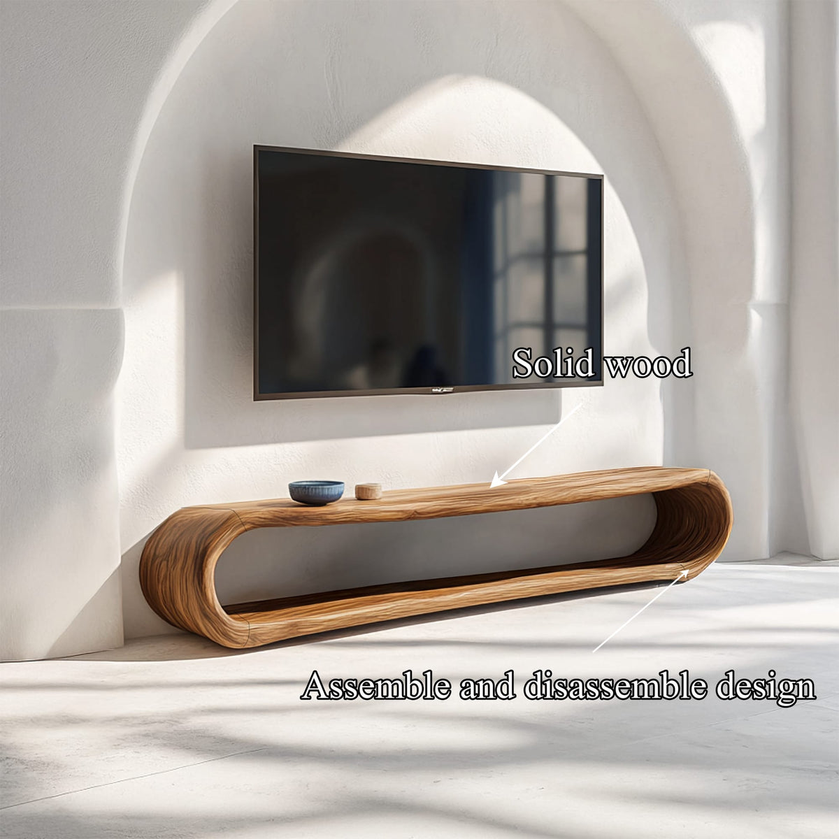 Mediterranean Organic TV Stand Living Room and Bedroom, solid wood, built to order