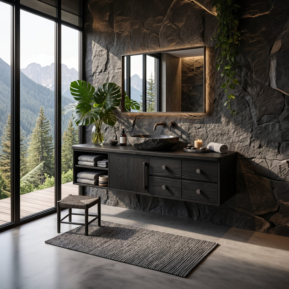 Wall-mounted Mid Century Vanity