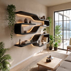 Mid Century Live Edge Wood Shelves, solid wood, built to order