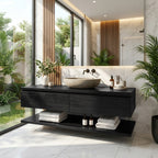 Minimalist Wall Mounted Bathroom Vanity, solid wood, built to order, view 4
