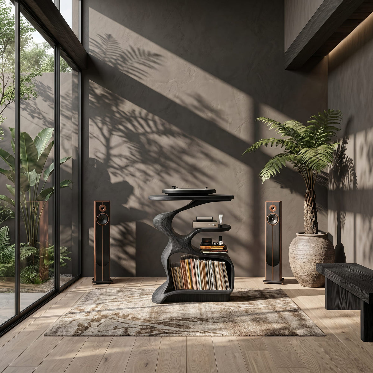 Mid Century Wooden Media Stand Stylish Living Room, solid wood, built to order