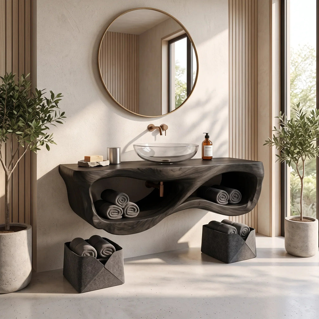 Rustic Bathroom Vanity Cabinet Guest Bathroom, solid wood, built to order