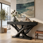 Organic Modern Twisted Root Console Table Entryway, solid wood, built to order, view 4