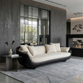 Contemporary Curved Sofa with Upholstered Seat, solid wood, built to order, view 4