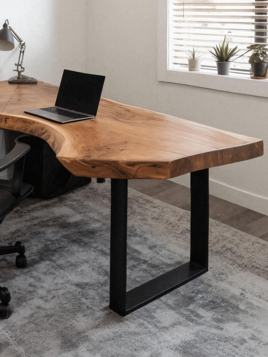 Modern Live Edge L-shaped Desk