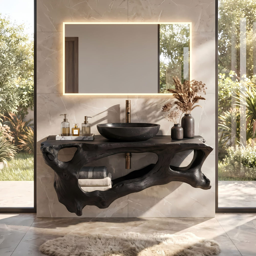 Floating Vanity for Bathroom, solid wood, built to order