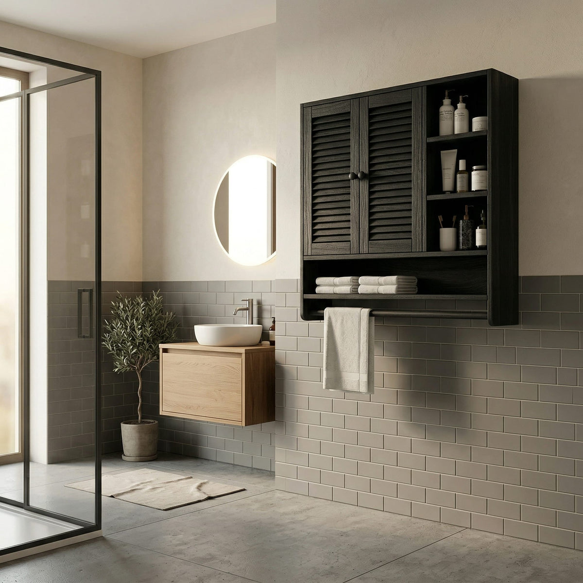 Solid Storage Cupboard Bath Shelf