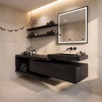 Handcrafted Mid Century Floating Vanity Primary Ensuite, solid wood, built to order