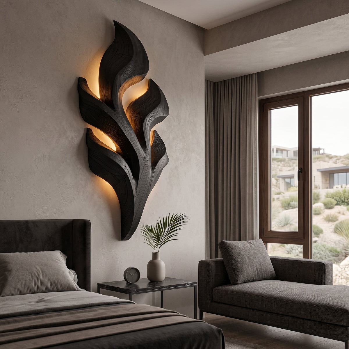Organic Leaf Wooden Wall Lamp, solid wood, built to order, view 4