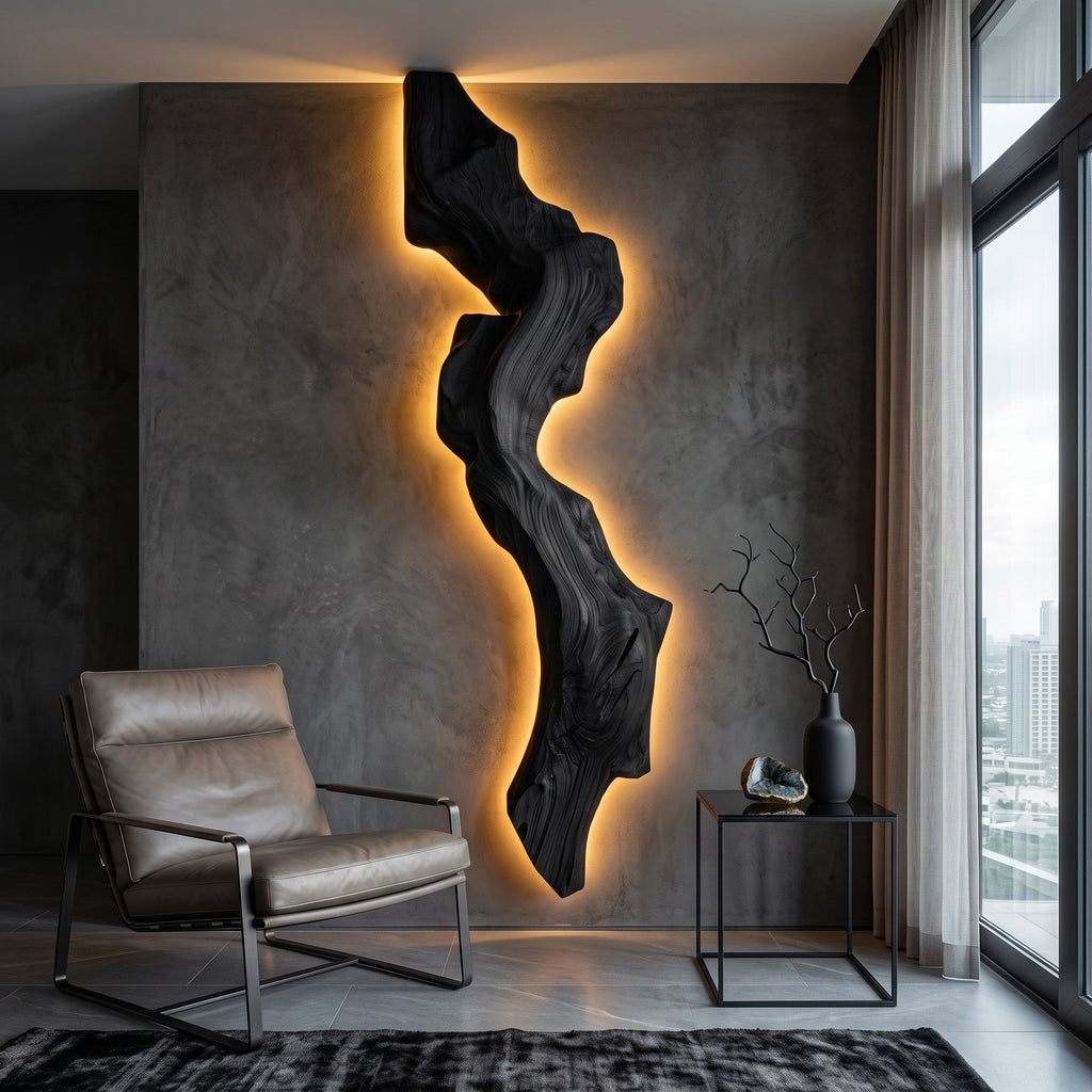 Abstract Live Edge Wall Lamp, solid wood, built to order, view 4