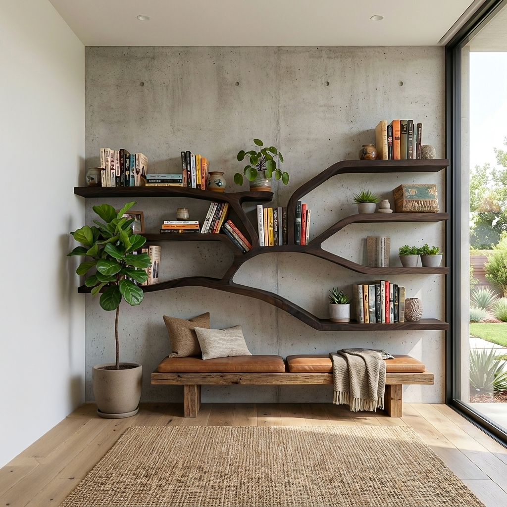 Sculptural Bookshelf, solid wood, built to order, view 4