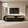 Curved Wooden TV Console, solid wood, built to order, view 4