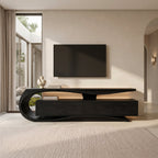 Curved Wooden TV Console, solid wood, built to order, view 4