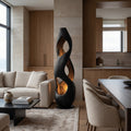 Contemporary Twisted Floor Lamp with Sculptural Hollow, solid wood, built to order, view 4